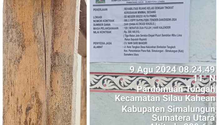 Kusen Retak Rekomendasi Disdik Simalungun Digunakan Rehab SD 095233 Silau Kahean