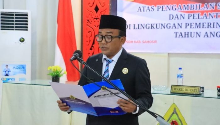 Wabup Samosir Lantik 75 Pejabat, Ariston Sidauruk Tegaskan ASN Harus BerAKHLAK dan Siap Kerja Cepat