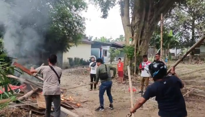 Polsek medan Baru Bakar Barak Sarang Narkoba